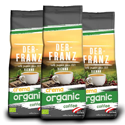 Der-Franz Crema Bio Kaffee, ganze Bohne, 3 x 500 g von Der-Franz