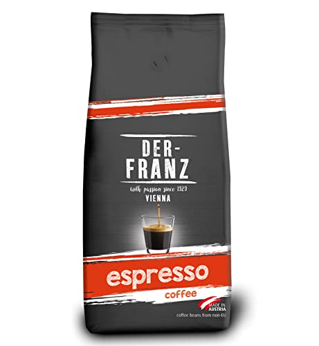 Der-Franz Espresso Kaffee, Intensität 5/5, Arabica und Robusta, ganze Bohne,1000g von Der-Franz