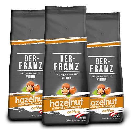 Der-Franz Kaffee, aromatisiert mit Haselnuss, Arabica und Robusta Kaffeebohnen, 3 x 500 g von Der-Franz