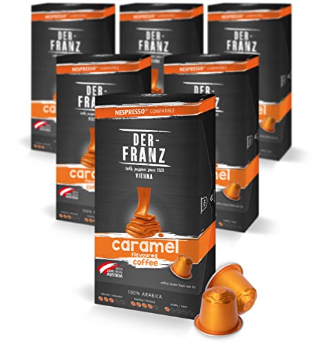 Der-Franz Nespresso kompatible Kaffee Kapseln, 6 x 10 Kapseln, Karamell Aroma, Medium Roast von Der-Franz