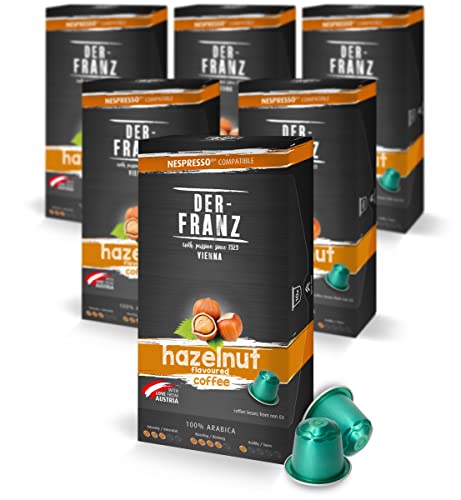 Der-Franz Nespresso kompatible Kaffee Kapseln, 6 x 10 Kapseln, Haselnuss Aroma von Der-Franz