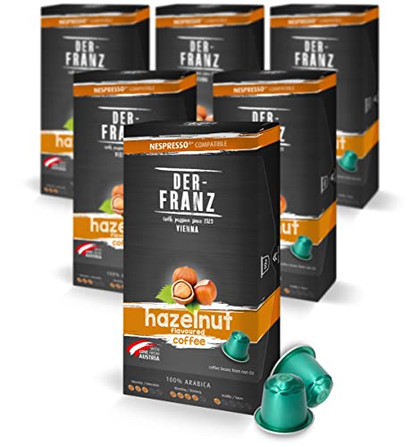 Nespresso kompatible Kaffee Kapseln, 6 x 10 Kapseln, Haselnuss Aroma von Der-Franz