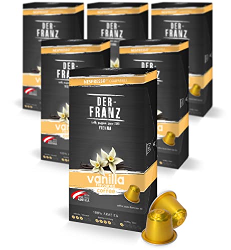 Der-Franz Nespresso kompatible Kaffee Kapseln, 6 x 10 Kapseln, Vanille Aroma, Medium Roast von Der-Franz