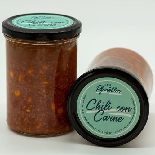 DER PFARÖLLER Chili con Carne – 6 Gläser mit jeweils 400 gr. – leckeres Fertiggericht für Topf & Mikrowelle – Würzig, scharf & schnell zubereitet DER PFARÖLLER Chili con Carne – 6 Gläser mit jeweils 400 gr. – leckeres Fertiggericht für Topf & Mikrowelle – Würzig, scharf & schnell zubereitet von Der Pfaröller