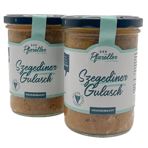 DER PFARÖLLER Szegediner Gulasch 6 Gläser á 400g – Herzhaftes Gulasch mit Sauerkraut, fertig gekocht für schnellen Genuss, einfache Zubereitung DER PFARÖLLER Szegediner Gulasch 6 Gläser á 400g – Herzhaftes Gulasch mit Sauerkraut, fertig gekocht für schnellen Genuss, einfache Zubereitung von Der Pfaröller