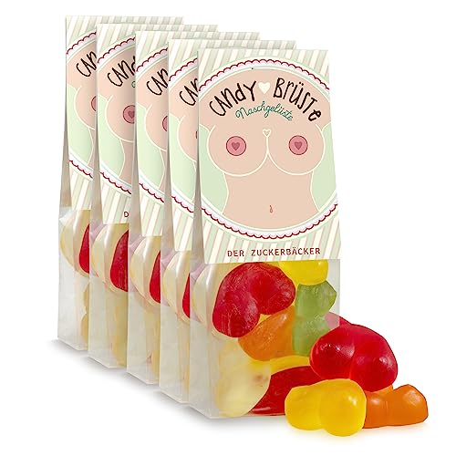 5er-Set Candy Brüste – Fruchtgummi Brüste im schönen Geschenkbeutel, Geschenk-Idee für JGA oder 18ter Geburtstag von Der Zuckerbäcker