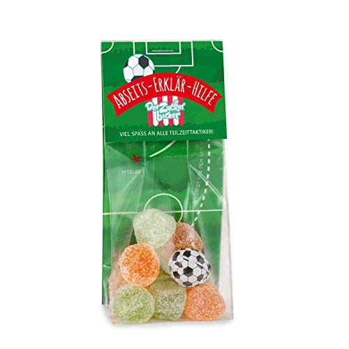 Abseits-Erklär-Hilfe - Naschbeutel mit Fruchtgummi und Kaugummi-Fußball, tolles Geschenk für Fußball-Fans von Der Zuckerbäcker