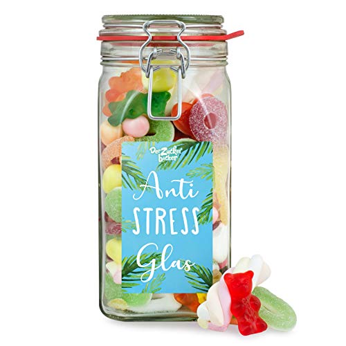 Anti Stress Glas - süße Nervennahrung im Glas für alle Notfälle, Geschenkidee für Freunde, Familie und Mitarbeiter von Der Zuckerbäcker