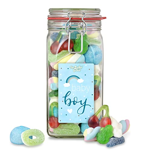 Babyboy Süßigkeitenglas – toller Süßigkeiten Mix, süßes Geschenk zur Geburt eines Jungen oder zur Babyparty, Babyshower von Der Zuckerbäcker