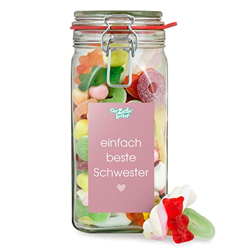 Beste Schwester Süßigkeitenglas – kunterbunter Süßigkeiten-Mix für die beste Schwester der Welt, süßes Geschenk zu Weihnachten, Geburtstag, einfach so Beste Schwester Süßigkeitenglas – kunterbunter Süßigkeiten-Mix für die beste Schwester der Welt, süßes Geschenk zu Weihnachten, Geburtstag, einfach so von Der Zuckerbäcker