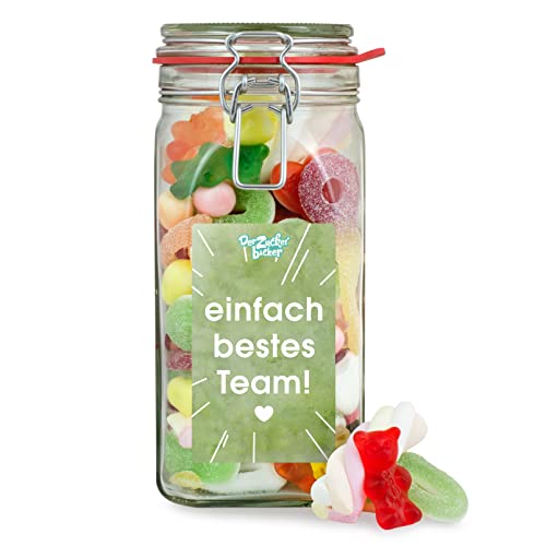 Bestes Team Süßigkeitenglas – tolles Geschenkglas gefüllt mit Süßigkeiten, passendes Geschenk für Kollegen und Mitarbeiter von Der Zuckerbäcker