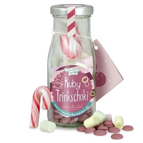 DIY Ruby Schokolade – Trinkschokolade zum Selbermachen, Mini-Marshmallows und Zuckerstange, Geschenk-Idee zu Weihnachten, Nikolaus und für in den Adventskalender von Der Zuckerbäcker