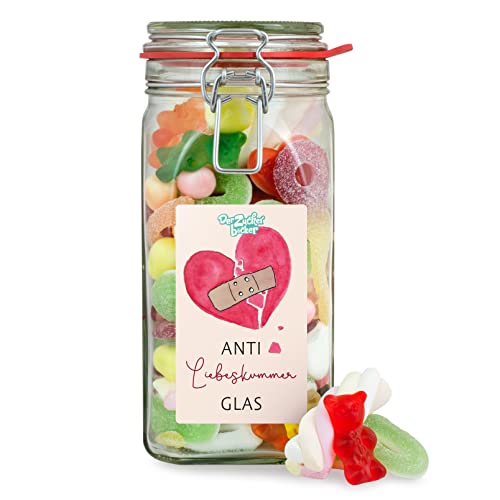 Der Zuckerbäcker Anti Liebeskummer-Glas –Süßigkeiten im Glas gegen Liebeskummer, tolle Geschenk-Idee für die beste Freundin oder Freund von Der Zuckerbäcker