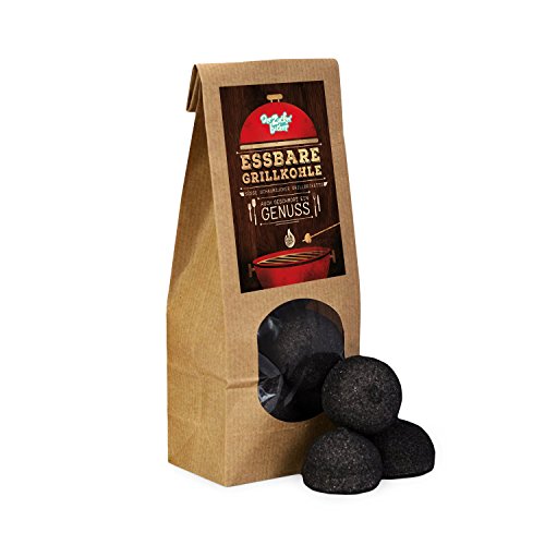 Der Zuckerbäcker Essbare Grillkohle - 80g Marshmallow-Grillbriketts, das Geschenk für jede Grillparty, Vanille von Der Zuckerbäcker