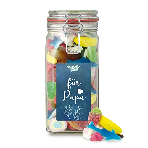 Für Papa – bunter Süßigkeiten-Mix im Glas, schöne Geschenk-Idee für Papa zum Vatertag von Der Zuckerbäcker