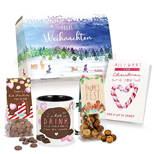 Geschenkbox Frohe Weihnachten – schönes Weihnachts-Geschenk mit Keramik-Tasse, Süßigkeiten und Karte von Der Zuckerbäcker