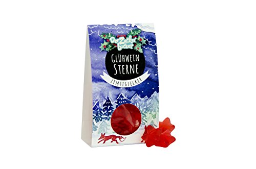 Glühwein Sterne, rote Fruchtgummi-Sterne mit Glühweingeschmack, ganz ohne Alkohol, 60 Gramm Naschportion, süße Geschenkidee um die Weihnachtszeit von Der Zuckerbäcker