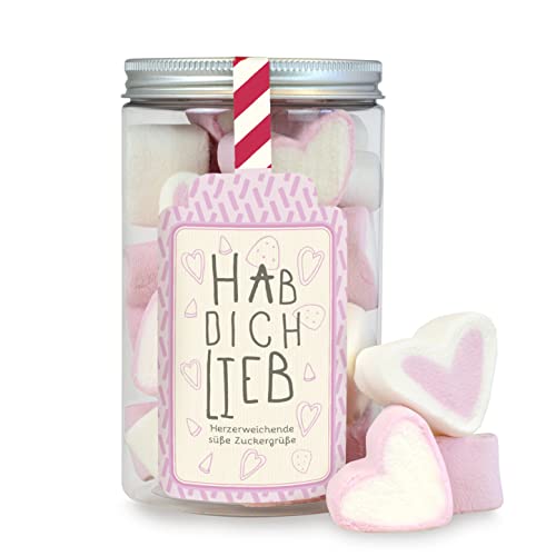 Hab dich lieb, 70g Süßigkeiten-Dose mit Marshmallow-Herzen, süße Herzbotschaft, die von Herzen kommt von Der Zuckerbäcker