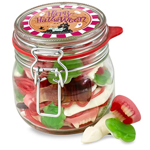 Halloween Glas – leckerer Süßigkeiten-Mix, süß-saures Geschenk für Halloween-Freunde von Der Zuckerbäcker