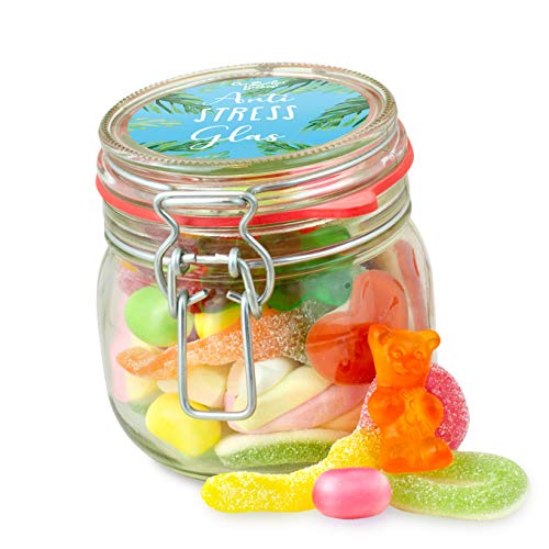 Kleines Anti Stress Glas – kunterbunter Süßigkeiten-Mix für schwierige Zeiten, süße Geschenk-Idee von Der Zuckerbäcker