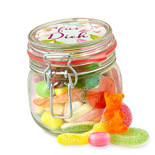 Kleines Für Dich Glas – tolle Geschenk-Idee gefüllt mit kunterbuntem Süßigkeiten-Mix, für Freunde und Familie von Der Zuckerbäcker