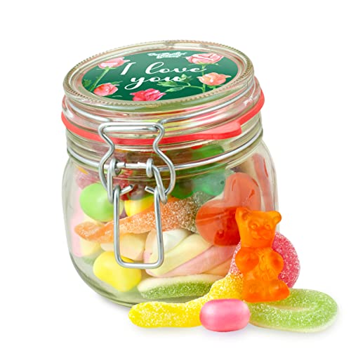 Kleines I love you Glas – bunter Süßigkeiten-Mix für Freund und Freundin, tolles Geschenk für Valentinstag von Der Zuckerbäcker
