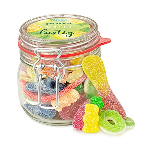 Kleines Sauer macht lustig Glas – toller, saurer Süßigkeiten-Mix, schöne Geschenk-Idee von Der Zuckerbäcker