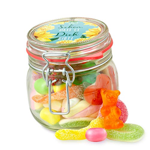 Kleines Schön, dass es Dich gibt Glas – kunterbunter Süßigkeiten-Mix, Geschenk-Idee für Familie und Freunde von Der Zuckerbäcker