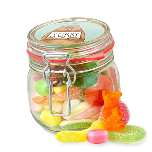 Kleines Sorry Glas – süßes Geschenk-Glas für Freunde und Familie, bunter Süßigkeiten-Mix, 320 g von Der Zuckerbäcker