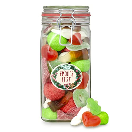 Omas feinstes Weihnachtsglas - Bügelglas mit 830g bester Süßigkeiten-Mischung aus Fruchtgummi und Schaumzucker, tolles Weihnachts- und Nikolausgeschenk von Der Zuckerbäcker