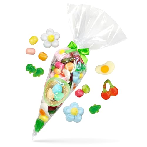 Ostergrüße in der Tüte – bunter Oster-Süßigkeiten-Mix in der Spitztüte, tolles Ostergeschenk für Kind, Freund, Freundin und Familie von Der Zuckerbäcker