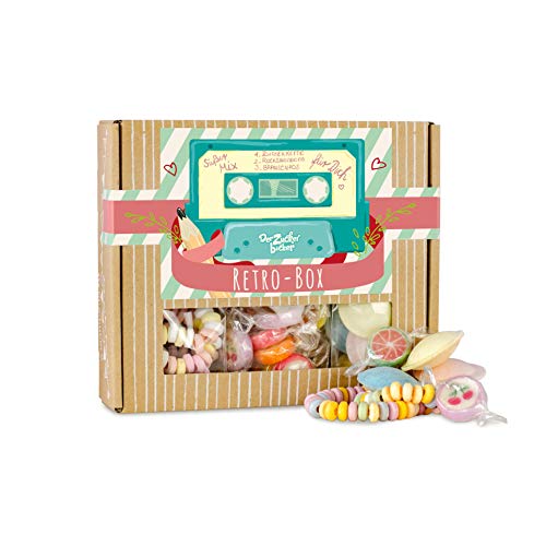Retro Box, toller Süßigkeiten-Mix aus Deiner Kindheit, 94 Gramm Naschfreude in einer hochwertigen Box, Kindheitszauber und Retroklassiker vereint von Der Zuckerbäcker