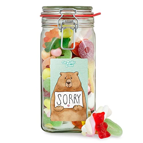 „Sorry“ Süßigkeitenglas – bunter Süßigkeiten-Mix im großen Glas, tolle Geschenkidee zum Entschuldigen von Der Zuckerbäcker