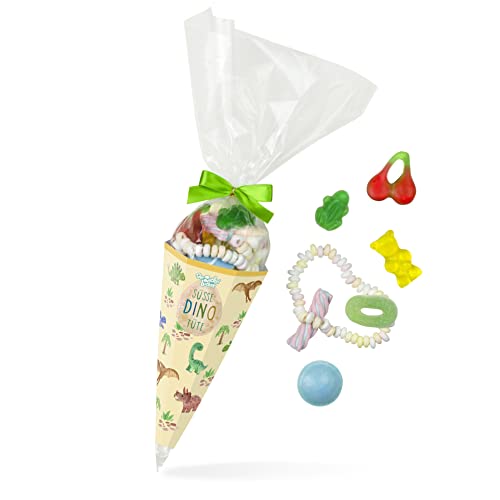 Süße Dino Tüte – leckerer Süßigkeiten-Mix in süßem Dino-Design, tolle Geschenk-Idee für Dinosaurier-Fans zur Einschulung von Der Zuckerbäcker