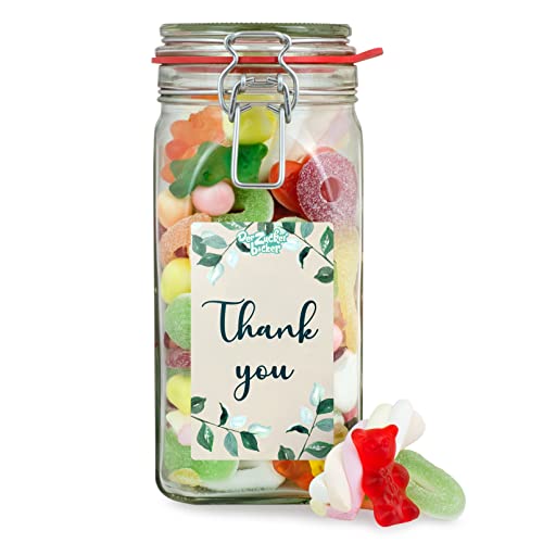 Süßigkeitenglas Thank You – süße Überraschung im Glas aus Fruchtgummi und Marshmallow, Süßigkeiten als Dankesgeschenk von Der Zuckerbäcker