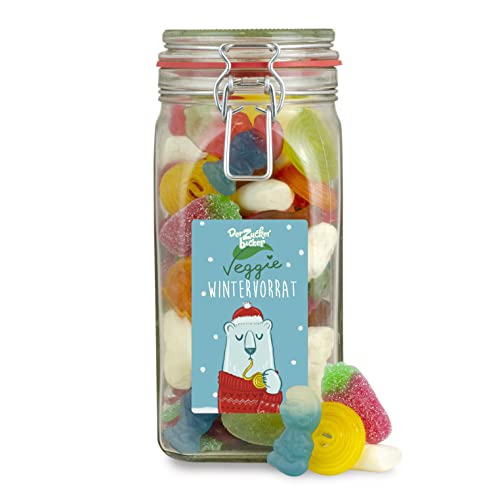 Veggie Wintervorrat – vegetarischer Weihnachts-Süßigkeiten-Mix im nostalgischen Bügel-Glas, süße Geschenk-Idee für Weihnachten von Der Zuckerbäcker