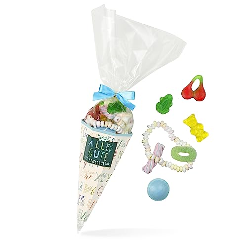Zuckertüte Einschulung Blau, bunt gemischte Schultüte mit einer süßen Fruchtgummi- und Marshmallow Mischung, 120 Gramm, perfekt für den ersten Schultag Zuckertüte Einschulung Blau, bunt gemischte Schultüte mit einer süßen Fruchtgummi- und Marshmallow Mischung, 120 Gramm, perfekt für den ersten Schultag von Der Zuckerbäcker