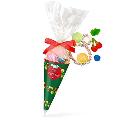 Zuckertüte Frohe Weihnachten – bunter Süßigkeiten-Mix für die Weihnachts-Zeit, süße Geschenk-Idee von Der Zuckerbäcker