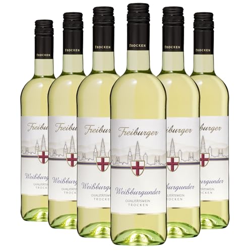 Wolfenweiler Freiburger Steinler Weißburgunder trocken - Weißwein aus Baden, elegant und harmonisch mit lebendigen Apfelaromen (6 x 0,75l) von Der mit dem Wolf