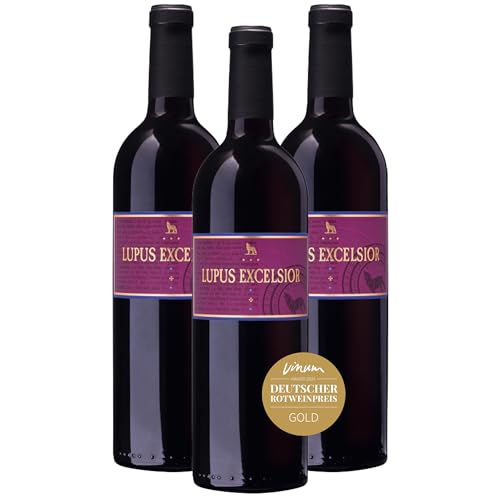 Wolfenweiler Cabernet Sauvignon & Merlot Cuvée - Lupus Excelsior - Gold beim Deutschen Rotweinpreis 2024 - Rotwein trocken mit Aromen von Holunder, Cassis & Pfeffer (3 x 0,75l) von Der mit dem Wolf