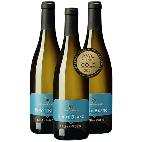 Wolfenweiler Pinot Blanc ALPHA WOLF Weißburgunder trocken - Gold 2024 AWC Vienna - weicher Weißwein mit viel Schmelz & langem Nachhall, weißer Burgunder aus Baden (3 x 0,75l) von Der mit dem Wolf