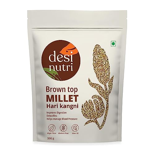 Desi Nutri Brown Top Millet Grains | Millets | Natural Grains | Andu Korralu | Korale | Choti Kangni | Brown Top Millet - 500 gms, Pack of 1 von Desi Nutri