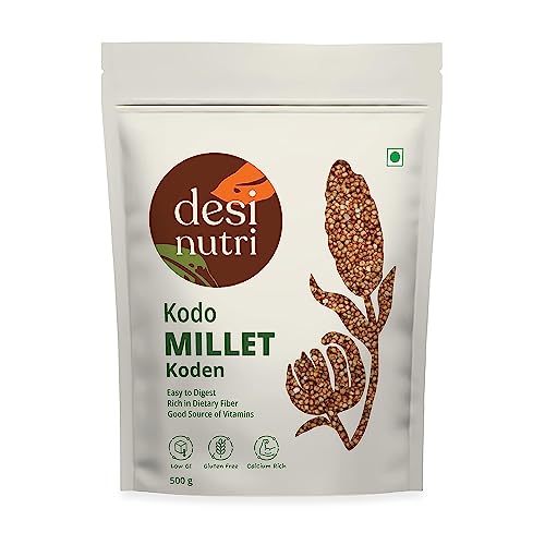 Desi Nutri Kodo Millet Grains | Millets | Natural Grains | Arikelu | Varagu | Harka | Kodon | Kodo Millet - 500 gms | Rich in Fiber and Protein, Pack of 1 von Desi Nutri