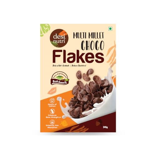 Desi Nutri Multi Millet Health Choco Flakes | Ready to Eat Choco Flakes | Millet Choco Flakes | Choco Flakes - 345 gms | Rich in Iron & Calcium von Desi Nutri