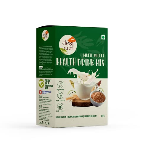 Desi Nutri Multi Millet Health Drink Mix | Ready to Health Drink Mix | Millet Health Drink Mix | Health Drink Mix - 250 gms | Rich in Iron and Fiber von Desi Nutri