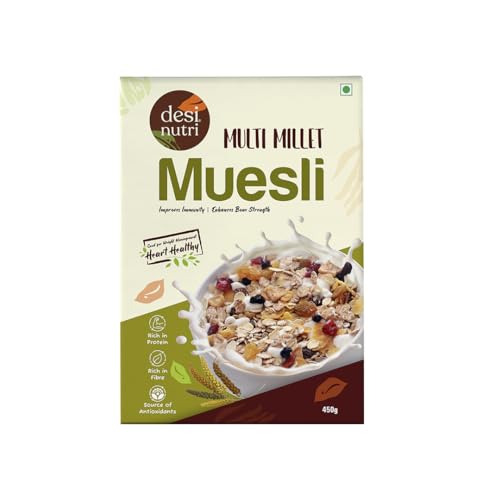 Desi Nutri Multi Millet Health Muesli | Ready to Eat Health Muesli | Millet Health Muesli | Health Muesli - 450 gms | Rich in Protein & Fiber von Desi Nutri