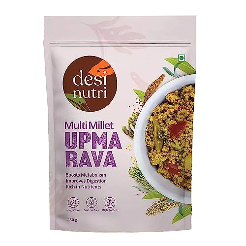 Desi Nutri Multi Millet Upma Rava | Ready to Eat Upma | Millet Upma Mix | Upma Rava- 450 gms | Rich in Fiber & Calcium von Desi Nutri