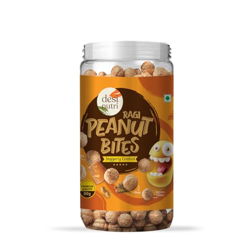 Desi Nutri Peanut Bites Jaggery Coated | Ready to Eat Peanut Bites Jaggery Coated | Peanut Bites Snacks | Peanut Bites Jaggery Coated - 80 gms | Rich in Iron & Calcium von Desi Nutri