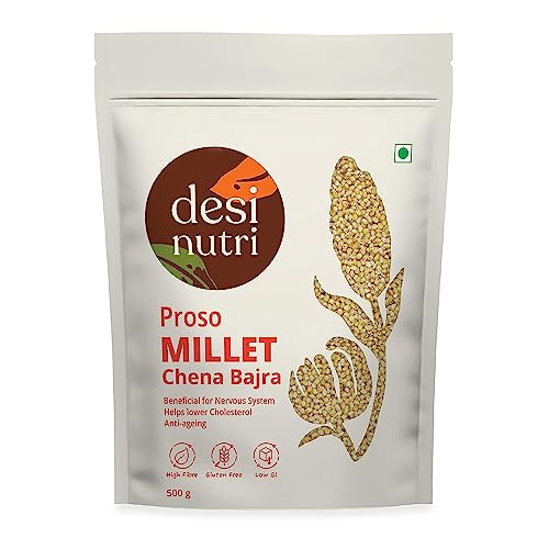 Desi Nutri Proso Millet Grains | Millets | Natural Grains | Varigulu | Baragu | Chena Bajra | Proso Millet - 500 gms | Rich in Fiber and Protein, Pack of 1 von Desi Nutri
