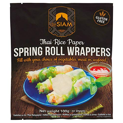 deSIAM Spring Roll Wrappers, Reispapierhüllen für thailändische Frühlingsrollen – 100% Weizenfrei & Vegan 100g von deSiam